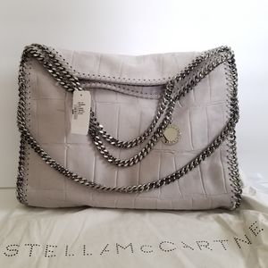 Stella McCartney Falabella Croc-Embossed Shoulder Bag Grey